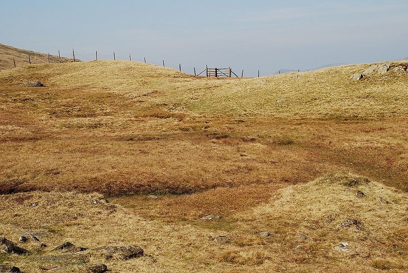 Approaching the gate at the top of Mosshause Gill 